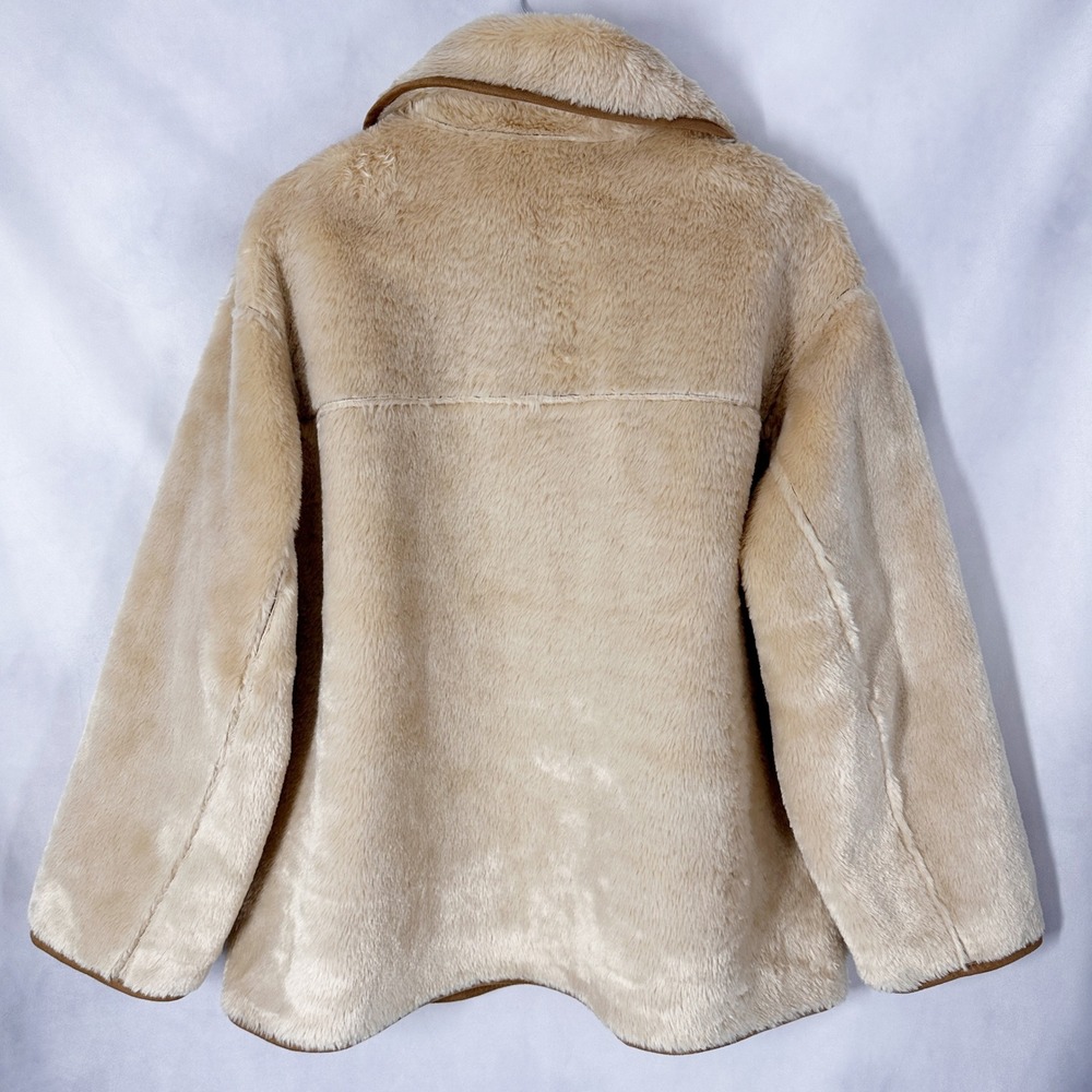 BDG Reversible Tan Faux Suede Shearling Jacket Women's Size Large NWOT - Picture 9 of 13